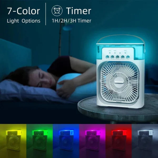 PORTABLE AIR CONDITIONER FAN USB ELECTRIC FAN WITH LED NIGHT LIGHT, FINE MIST WATER, AND HUMIDIFIER FUNCTION | LED NIGHT LIGHT WATER MIST (RANDOM COLOR)