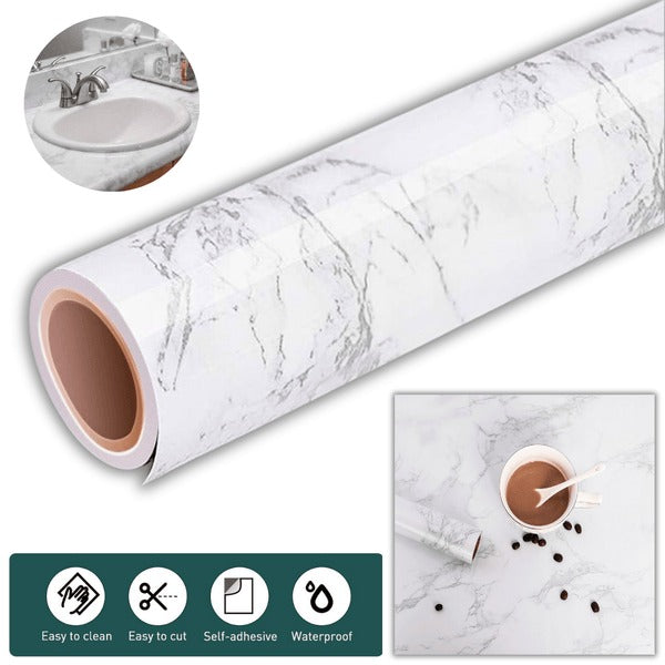 Self-Adhesive Marble Sheet for Kitchen & Home – Anti Oil & Heat Resistant Wallpaper