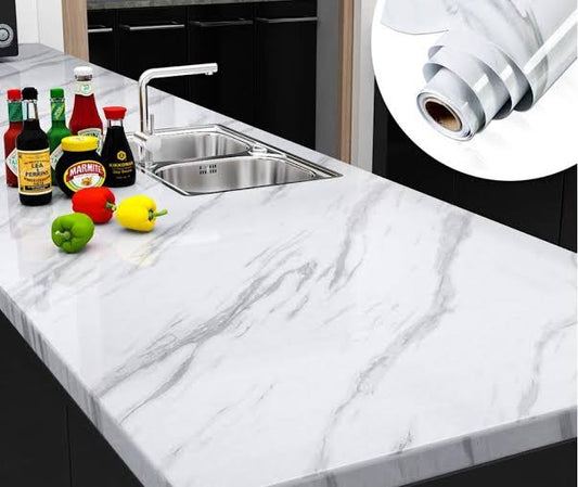 Self-Adhesive Marble Sheet for Kitchen & Home – Anti Oil & Heat Resistant Wallpaper