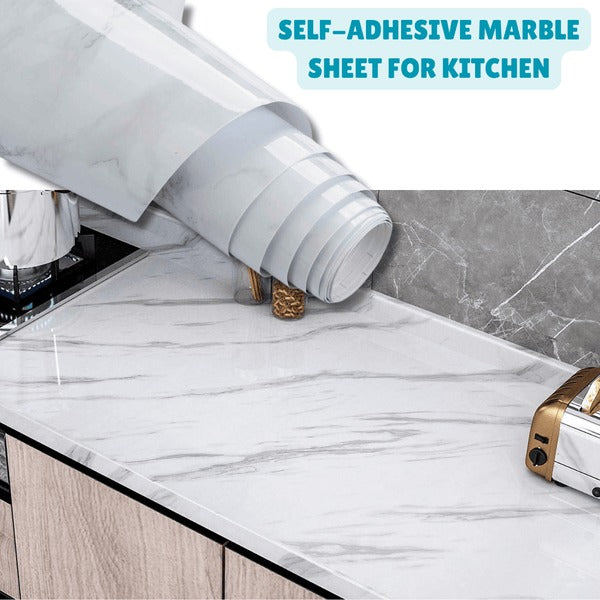 Self-Adhesive Marble Sheet for Kitchen & Home – Anti Oil & Heat Resistant Wallpaper